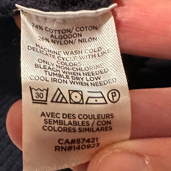 Loft Ribbed V-Neck Relaxed Fit Pullover Long Sleeve Sweater Navy, size S - Picture 5 of 6